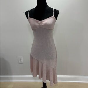 SBetro Asymmetrical Pink Dress with Spaghetti Straps